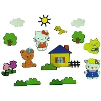 Hello Kitty Sanrio - - Muurdecoratie - Wandstickers - Muurstickers - Wanddecoratie - 3D Foam - 14-delig - Kinderkamer - Meisjes - Roze.