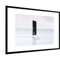 PosterMonkey Fotolijst incl. Poster - Vrouw - Trap - Abstract - Deur - 120x80 cm - Posterlijst