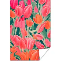 PosterMonkey Poster Tulpen - Bloemen - Roze - Rood - Kunst - 60x90 cm