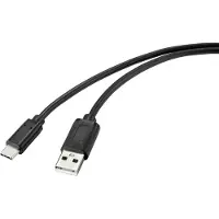 Renkforce RF-4699378 USB-kabel USB 2.0 USB-C stekker, USB-A stekker 1.00 m Zwart Met anti-microbacterieel oppervlak