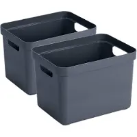Sunware 2x stuks donkerblauwe opbergboxen/opbergmanden 18 liter kunststof - Opbergbox