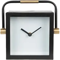 Clayre & Eef Tafelklok 19 cm Zwart Wit Ijzer Glas Tafelklokken Binnen Zwart Tafelklokken Binnen