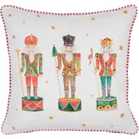 Clayre & Eef Sierkussen 40x40 cm Wit Rood Katoen Vierkant Notenkrakers Sierkussenhoes Wit Sierkussenhoes