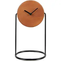 Clayre & Eef Tafelklok 28 cm Bruin Zwart Hout Ijzer Tafelklokken Binnen Bruin Tafelklokken Binnen