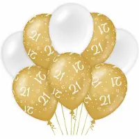 Paper Dreams Paperdreams 21 jaar leeftijd thema Ballonnen - 16x - goud/wit - Verjaardag feestartikelen