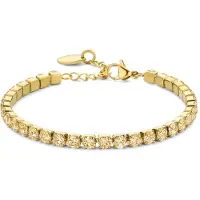 CO88 Collection Armband Dames - Tennis Armband - Ø4mm Zirkonia Stenen - Oranje - 16+3cm - Staal - Zilverkleurig - 8CB-91217