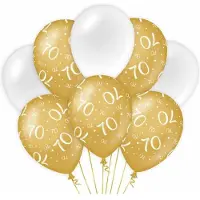 Paper Dreams Paperdreams 70 jaar leeftijd thema Ballonnen - 24x - goud/wit - Verjaardag feestartikelen - Ballonnen