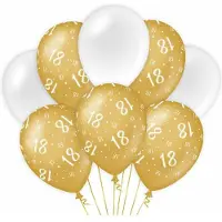 Paper Dreams Paperdreams 18 jaar leeftijd thema Ballonnen - 16x - goud/wit - Verjaardag feestartikelen