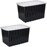 Bathroom Solutions 2x Stuks Opbergdozen/organizers met deksel - kunststof - 84 Liter - Opbergbox