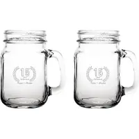 Fusion Gegraveerde set Drinkglazen 45cl Papa + Mama 15 jaar getrouwd