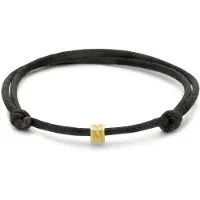 New Bling 9NBG-913M Satijnen Armband met 14 Karaat Letter Kubus M 4mm - M - One Size - 16 tot 26cm - 2mm Dikte - Zwart - Goud