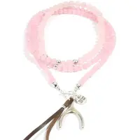 Heaven Eleven dames Ketting zilver plating - rozequartz - zilver wishbone