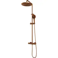 Brauer Copper Carving opbouw thermostatische regendouche SET 04 met 30 cm douchekop en 3-standen handdouche en doucheslang koper geborsteld PVD