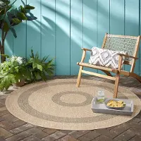Muratap Natur vloerkleed berlin rond buitenkleed sisal laagpolig indoor en outdoor 160 cm rond