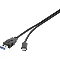 Renkforce RF-4381077 USB-kabel USB 3.2 Gen1 USB-A stekker, USB-C stekker 0.50 m Zwart Vergulde steekcontacten