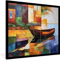 PosterMonkey Fotolijst incl. Poster - Abstract - Kunst - Boot - Kleuren - 40x40 cm - Posterlijst