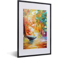 PosterMonkey Fotolijst incl. Poster - Kleurrijk - Olieverf - Water - Boot - 40x60 cm - Posterlijst