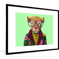 PosterMonkey Fotolijst incl. Poster - Dieren - Bril - Hond - Design - 80x60 cm - Posterlijst