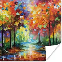 PosterMonkey Poster Landschap - Bos - Kleuren - Natuur - 100x100 cm XXL