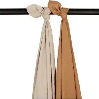 Meyco Baby Uni swaddle - 2-pack - pre-washed hydrofiel - sand/toffee - 120x120cm