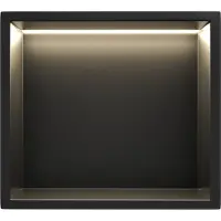 Guido Gusto Mat Zwart RVS Inbouwnis 30x30x10cm met LED verlichting