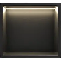Guido Gusto Mat Zwart RVS Inbouwnis 30x30x7cm met LED verlichting