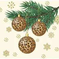 Duni 40x stuks kerst thema tafel servetten Leo Deco 33 x 33 cm - Feestservetten
