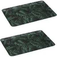 Secret De Gourmet 2x stuks dienbladen/serveerbladen rechthoekig Jungle 45 x 30 cm donker groen - Dienbladen