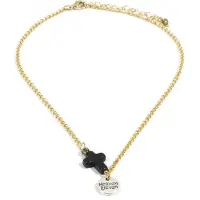 Heaven Eleven dames Ketting goud plating met zwart kruisje