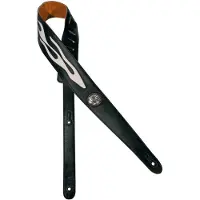 Gaucho GST-542-WH gitaarriem, zwart, white flame design
