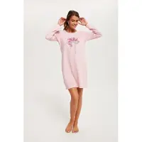 Italian Fashion Hoja dames nachthemd met lange mouwen- roze S