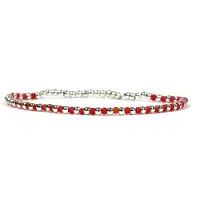 Chique - 925 Sterling zilver dames armband - rode stenen