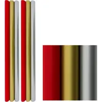 Benza Triple Color Cadeaupapier - 80 grams Gecoat Papier - Rood Zilver Goud - 3 meter x 70 cm - 6 Rollen