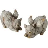 Benza Decoratie Gevleugelde Varken 9 x 5 x 5 cm. - Set van 2