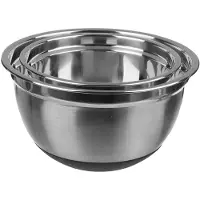 Secret De Gourmet Set 2x stuks beslagkommen/mengkommen RVS 1L/2,5L met antislip - Mengkommen