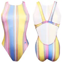 Turbo Pastel Stripes Swimsuit Geel S Vrouw
