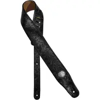 Gaucho GST-312-BK gitaarriem – zwart met imprint, gevoerde bruine achterzijde
