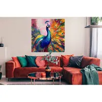 PosterMonkey Poster Pauw - Dieren - Schilderij - Regenboog - 100x100 cm XXL