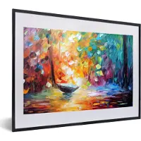 PosterMonkey Fotolijst incl. Poster - Kleurrijk - Olieverf - Water - Boot - 60x40 cm - Posterlijst