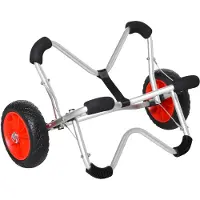 HOMCOM HOMdotCOM Kajaktrailer aluminium boottrailer inklapbaar ruimtebesparend PU-banden zilver 75 kg