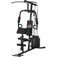 HOMCOM Krachtstation, multifunctionele trainingsset voor krachttraining, met 45 kg gewichten, zwart
