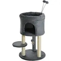 PawHut Paws kattenboom, met huisje, platform, speelbal, sisal, groen+roomwit, 44,5 x 44,5 x 73,5 cm