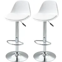 HOMCOM HOMdotCOM barkrukken, set van 2 met modern design, tot 120 kg (één stoel), barstoelen, wit