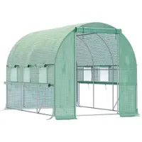 Outsunny Sunny foliekas 3 x 3 x 2 m tunnel inloopkas kas plantenhuisfolie tent 6 ramen UV-bescherming groen