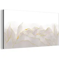 MuchoWow Wanddecoratie Metaal - Aluminium Schilderij Industrieel - Marmerlook - Grijs - Goud - Chic - Marmer - 80x40 cm - Dibond - Foto op aluminium - Industriële muurdecoratie - Voor de woonkamer/slaapkamer