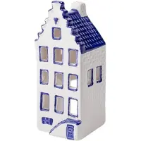 Heinen Delfts Blauw Waxinehouder Huis trapgevel Set van 2 | | Souvenir | Grachtenpand | Waxinelichthouder | Trapgevel | Huisje |