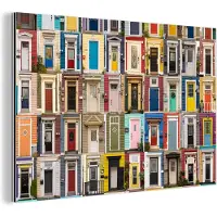 MuchoWow Wanddecoratie Metaal - Aluminium Schilderij Industrieel - Deuren - Kleurrijk - Collage - Architectuur - 30x20 cm - Dibond - Foto op aluminium - Industriële muurdecoratie - Voor de woonkamer/slaapkamer