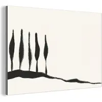 MuchoWow Wanddecoratie Metaal - Aluminium Schilderij Industrieel - Landschap - Abstract - Zwart - Wit - 60x40 cm - Dibond - Foto op aluminium - Industriële muurdecoratie - Voor de woonkamer/slaapkamer