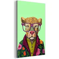 MuchoWow Wanddecoratie Metaal - Aluminium Schilderij Industrieel - Dieren - Bril - Hond - Design - 40x60 cm - Dibond - Foto op aluminium - Industriële muurdecoratie - Voor de woonkamer/slaapkamer