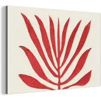 MuchoWow Wanddecoratie Metaal - Aluminium Schilderij Industrieel - Plant - Rood - Bladeren - Abstract - 180x120 cm - Dibond - Foto op aluminium - Industriële muurdecoratie - Voor de woonkamer/slaapkamer